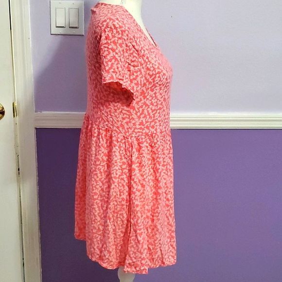 Forever 21 Boho Romantic Pink Ditsy Floral Low Waist Flowy Mini Dress - Picture 4 of 7